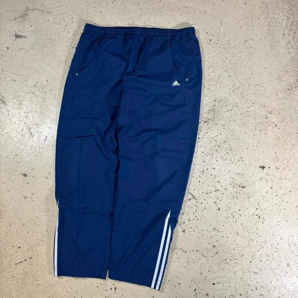 Vintage Y2K Adidas Vintage Navy Blue Adjustable Windbreaker Track Pants‎ Size XL